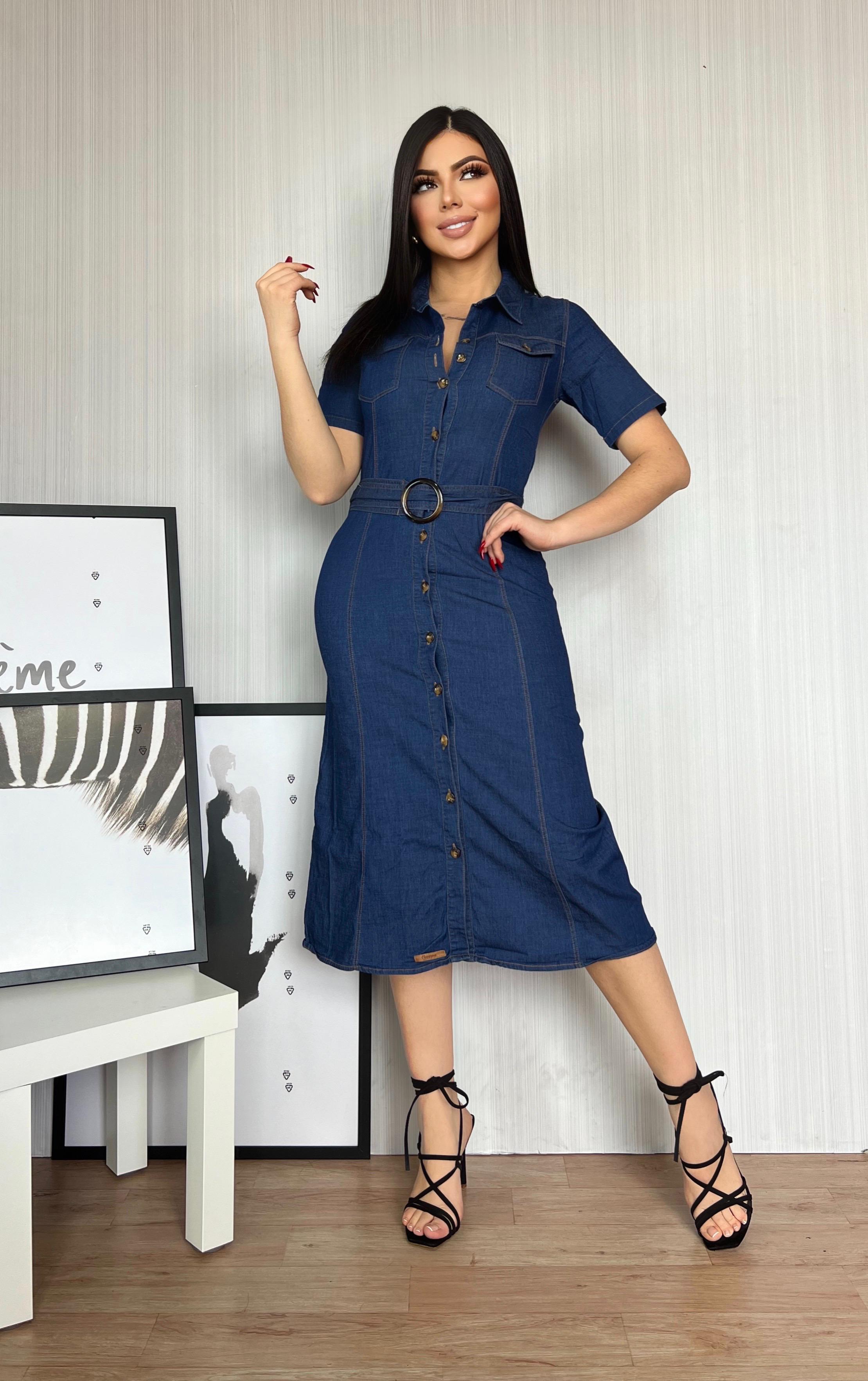 Vestido jeans largo H168X Stefany